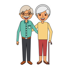portrait of elderly couple embracing happy adorable vector illustration