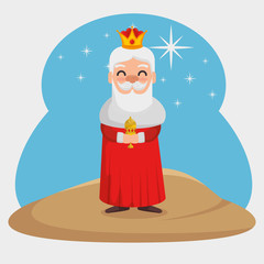 three magic kings melchor cartoon vector illustration graphic design