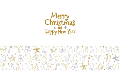 Concept of Christmas card with hand drawn decorations. Vector.