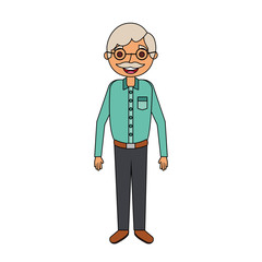 old man portrait of a pensioner grandfather character vector illustration
