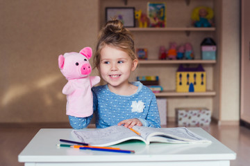 funny girl pig puppet theatre