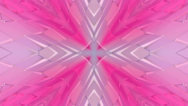 Abstract simple 3D background in red purple gradient color, low poly style as modern geometric background or mathematical environment with kaleidoscopic effect. 4K UHD or FullHD seamless loop. 24