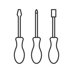 Set of screwdrivers linear icon