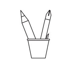 cup with writing tools icon