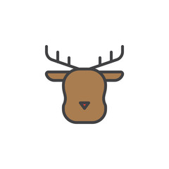 Christmas reindeer animal head filled outline icon, line vector sign, linear colorful pictogram isolated on white. Symbol, logo illustration. Pixel perfect vector graphics