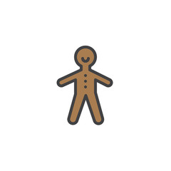 Christmas gingerbread man filled outline icon, line vector sign, linear colorful pictogram isolated on white. Christmas cookie symbol, logo illustration. Pixel perfect vector graphics