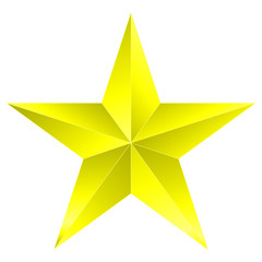 Christmas Star yellow - 5 point star - isolated on white