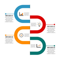 Template Timeline Infographic colored horizontal numbered for four position can be used for workflow, banner, diagram, web design, area chart
