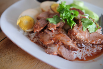 Barbecued red pork with rice