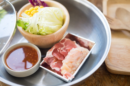 Healthy hot pot served with wide variety of ingredients