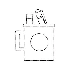 cup with writing tools icon