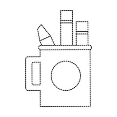 cup with writing tools icon