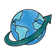 world planet earth with arrow vector illustration design