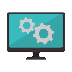 monitor computer with gears vector illustration design