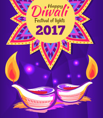 Happy Diwali Festival of Lights 2017 Poster Vector