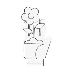 Glove holding flower icon vector illustration graphic design