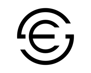 Black Circle Initial Letter SE or ES Monogram Logo Symbol
