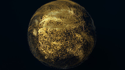 Animation of a big sun star or fire world in isolate black background.