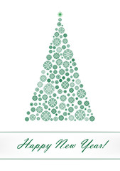 Fototapeta premium green snowflake Christmas tree isolated on the white background, vertical vector illustration