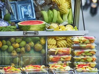 Cart of Fruit Rujak Seller (Rujak = Indonesian Fruit Salad)