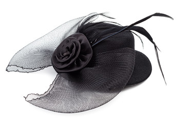 Black antique ladies hat isolated