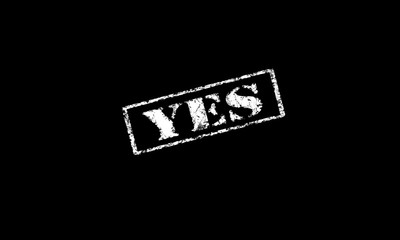 yes rubber stamp stencil letters on a isolated background