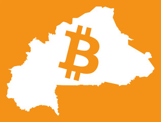 Burkina Faso map with bitcoin crypto currency symbol illustration