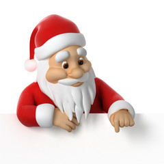 Santa Claus pointing down, 3d render
