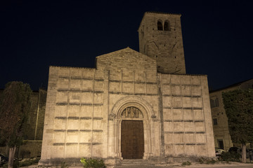 Ascoli Piceno (Marches, Italy), historic church by night