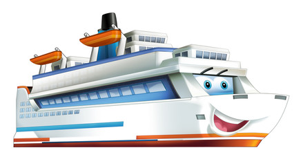 cartoon scene with happy ferryboat illustration for children