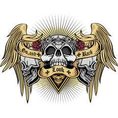 grunge skull coat of arms
