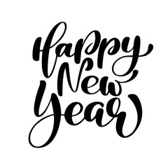 Happy New Year hand-lettering text. Handmade vector Christmas calligraphy EPS. Decor for greeting card