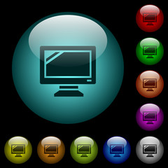 Monitor icons in color illuminated glass buttons