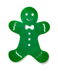 flat green gingerbread man on a white background