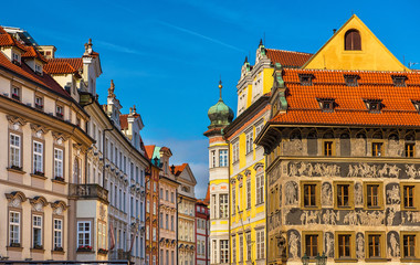 Colorful houses in the old town of Prague, Czech Republic