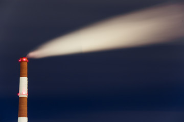 Energy. Smoke from chimney of power plant or station. Industrial landscape.