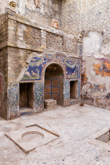 Fototapeta na wymiar Ercolano (Italy) - Archaeological area. Mosaics of the House of Neptune and Amphitrite