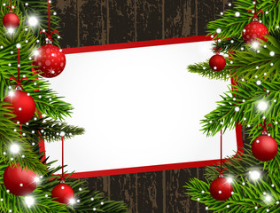 Fototapeta na wymiar Red Christmas banner with red Christmas balls. Vector illustration