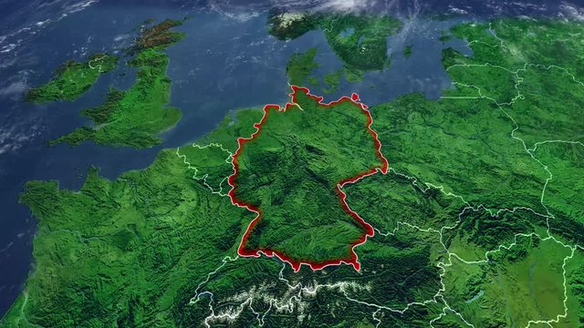 Cartina della Germania e confini, cartina fisica dell’Europa centrale, cartina con rilievi e montagne