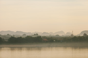 Mekhong river in the morning. View from Nakhon Phanom, Thailand.