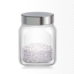 Rice in glass jar, Vector realistic illustration