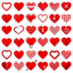 Red Hearts Icons Set