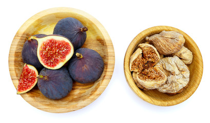 Obraz na płótnie Canvas Fresh and dried Fig isolated on white background. Clipping path