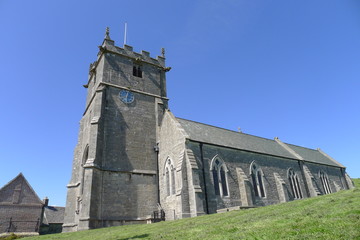 Fototapeta na wymiar Grey stone church in Cornwall, South England
