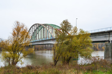 Bridge in Titel across the Tisa River in Serbia