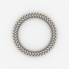 Braided frame in form of circle. Isolated on white background.