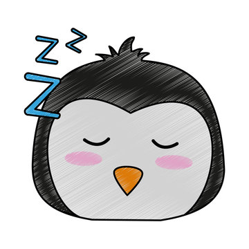 penguin sleeping cute animal cartoon icon image vector illustration design