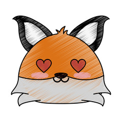 fox with heart eyes cute animal cartoon icon image vector illustration design