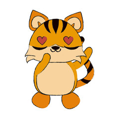 tiger with heart eyes cute animal cartoon icon image vector illustration design
