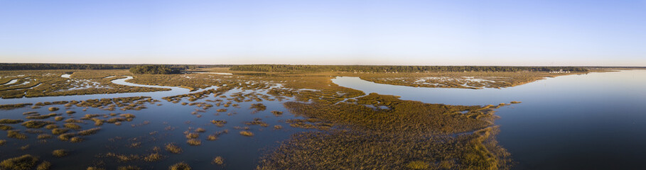 180 degree panorama of coastal estuary in South Carolina